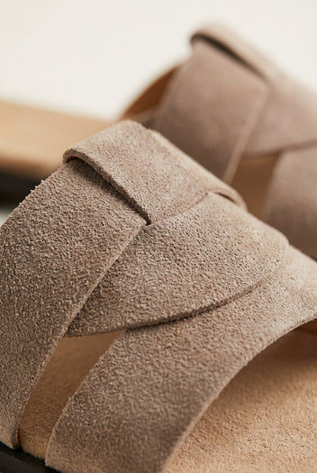 TFP - Suede Leather Sandals Slide Strap - Sand Suede