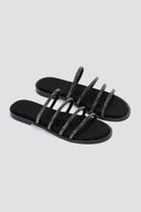 Estil - Suede Leather Sandals with Strass - Black Suede