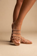 Estil - Suede Leather Sandals with Strass - Brown Suede