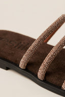 Estil - Suede Leather Sandals with Strass - Brown Suede
