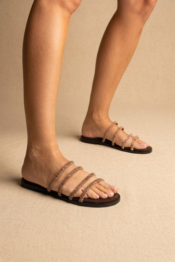 Estil - Suede Leather Sandals with Strass - Brown Suede