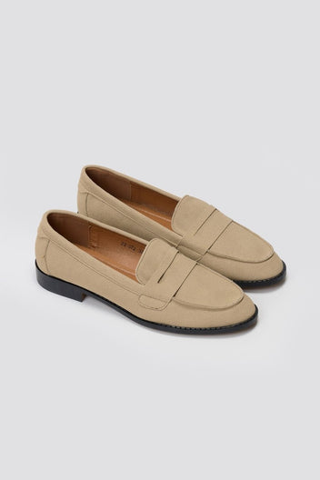 Suede Loafers Flat - Beige Suede - thefashionproject.gr - Stephan