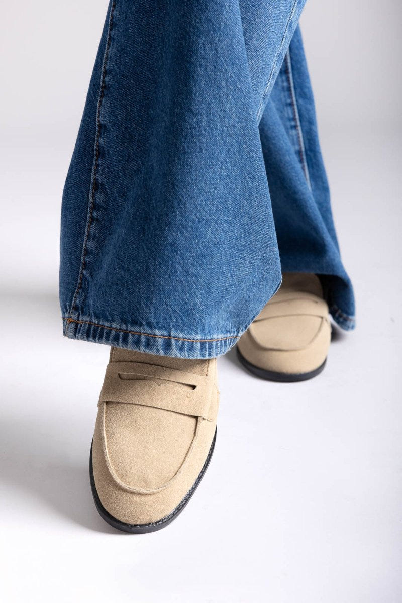Suede Loafers Flat - Beige Suede - thefashionproject.gr - Stephan