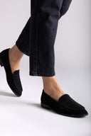 Suede Loafers Flat - Black Suede - thefashionproject.gr - Stephan