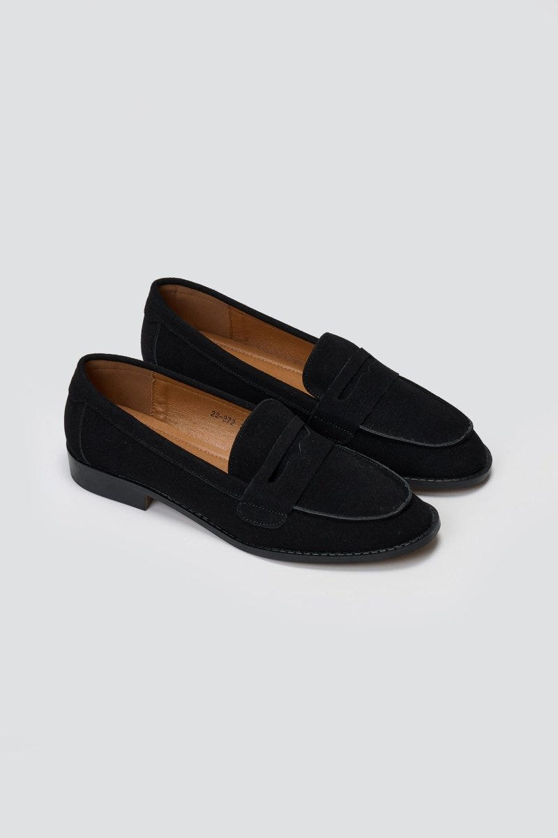 Suede Loafers Flat - Black Suede - thefashionproject.gr - Stephan