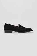Suede Loafers Flat - Black Suede - thefashionproject.gr - Stephan