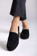 Suede Loafers Flat - Black Suede - thefashionproject.gr - Stephan