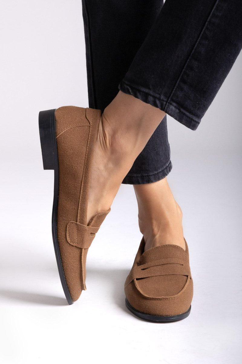 Suede Loafers Flat - Brown Suede - thefashionproject.gr - Stephan