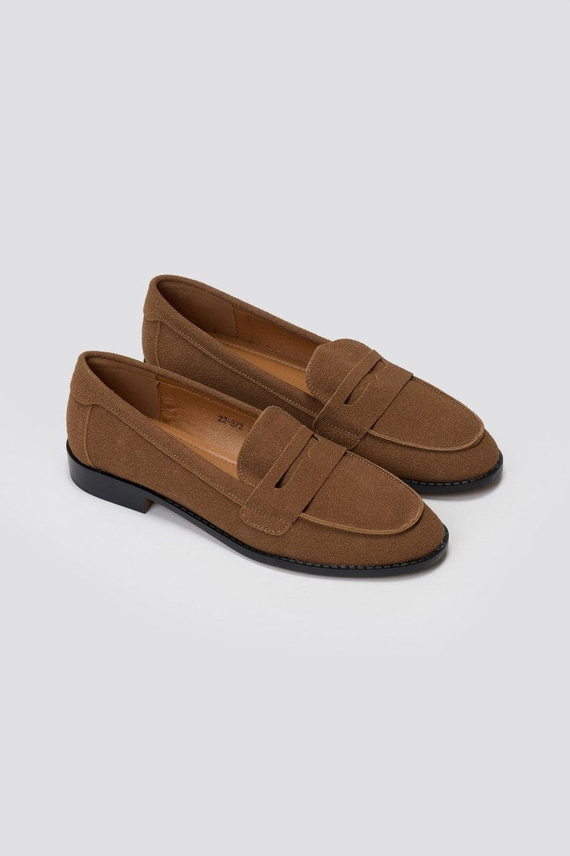 Suede Loafers Flat - Brown Suede - thefashionproject.gr - Stephan