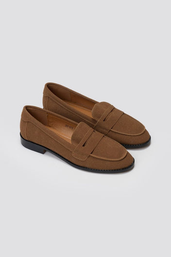 Suede Loafers Flat - Brown Suede - thefashionproject.gr - Stephan