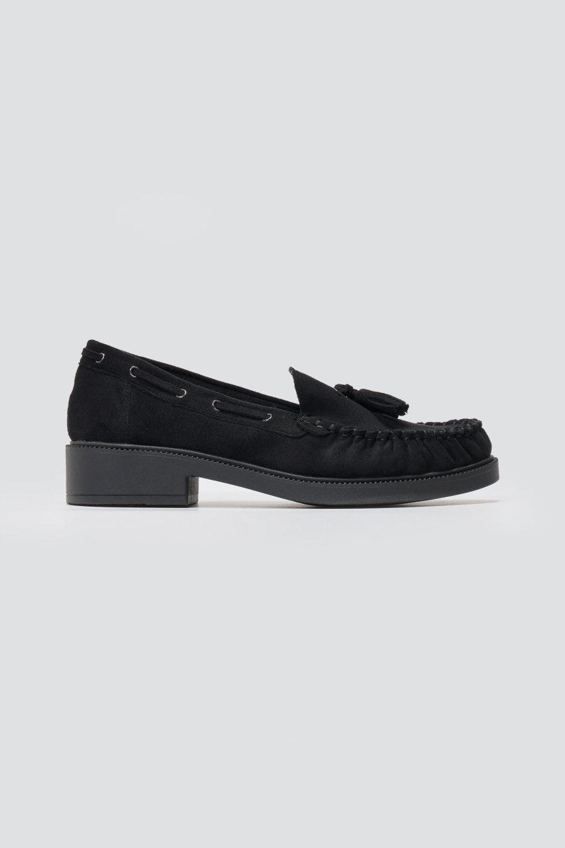 Stephan - Suede Loafers with Fringes - Black Suede