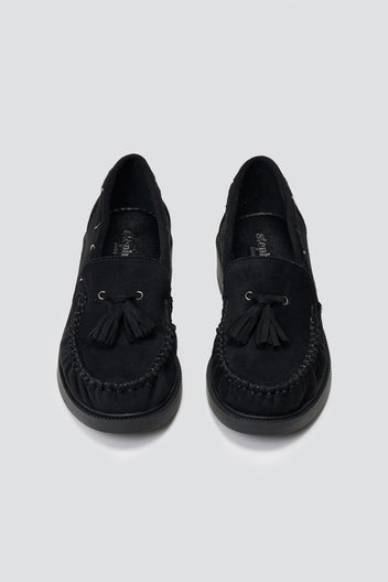 Suede Loafers with Fringes - Black Suede - thefashionproject.gr - Stephan