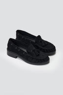 Suede Loafers with Fringes - Black Suede - thefashionproject.gr - Stephan