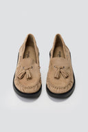 Suede Loafers with Fringes - Taupe Suede - thefashionproject.gr - Stephan