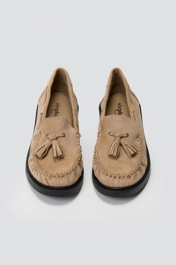 Suede Loafers with Fringes - Taupe Suede - thefashionproject.gr - Stephan