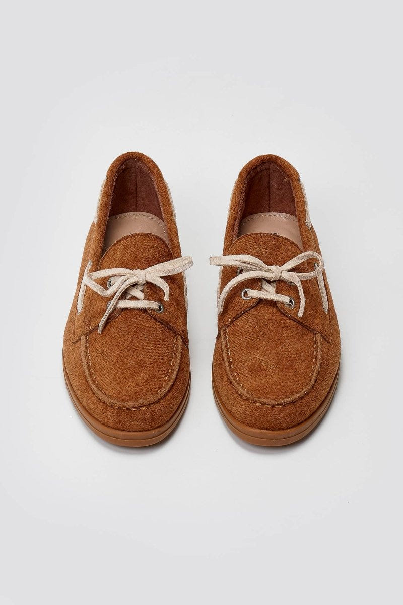 Suede Loafers with Two - Tone Laces - Camel Suede - thefashionproject.gr - MARQUIIZ