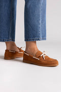 Suede Loafers with Two - Tone Laces - Camel Suede - thefashionproject.gr - MARQUIIZ