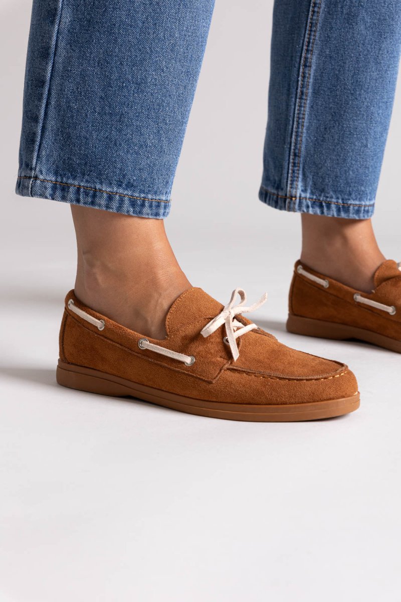 Loafers Suede με Δίχρωμα Κορδόνια - Camel Suede