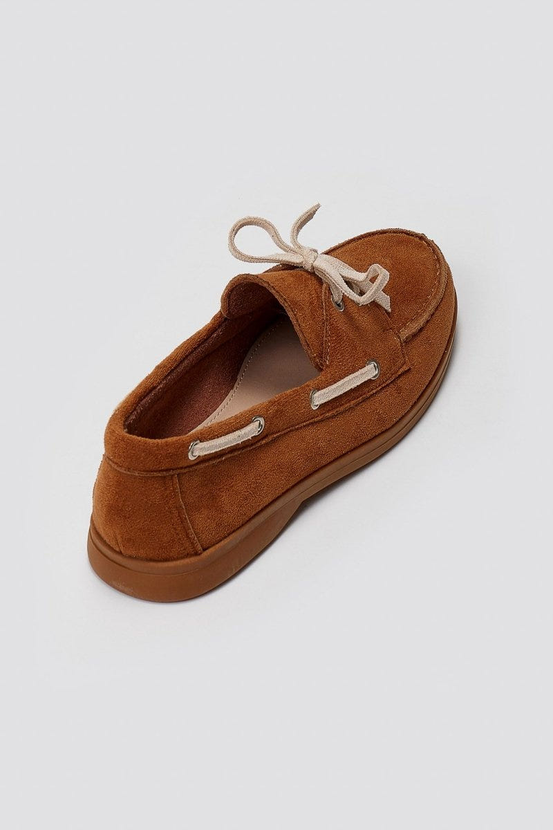 Suede Loafers with Two - Tone Laces - Camel Suede - thefashionproject.gr - MARQUIIZ