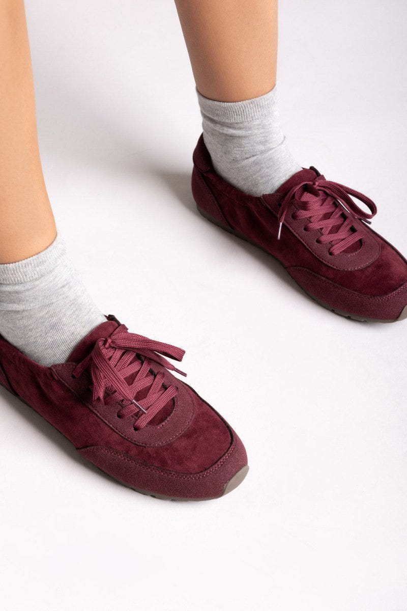 Suede Low - Top Sneakers - Burgundy Suede - thefashionproject.gr - Ideal shoes