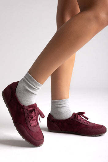 Suede Low - Top Sneakers - Burgundy Suede - thefashionproject.gr - Ideal shoes