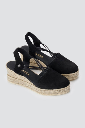 RAGAZZA - Suede Platform Espadrilles - Black Suede