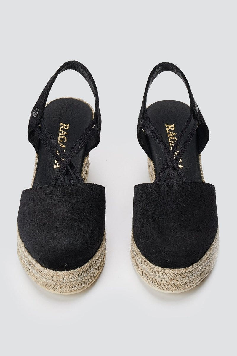 RAGAZZA - Suede Platform Espadrilles - Black Suede