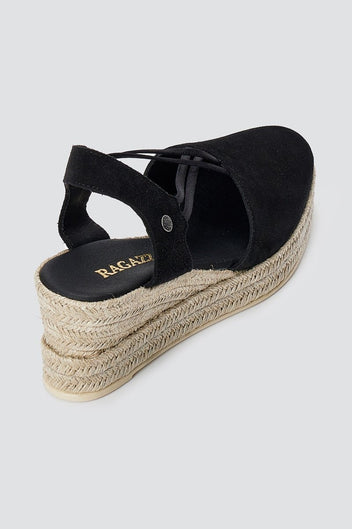 RAGAZZA - Suede Platform Espadrilles - Black Suede