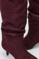 Suede Pointed Boots with Kitten Heel - Burgundy Suede - thefashionproject.gr - MARQUIIZ