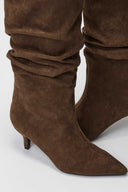 Suede Pointed Boots with Kitten Heel - Camel Suede - thefashionproject.gr - MARQUIIZ