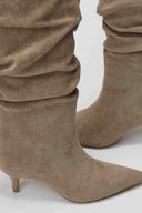 Suede Pointed Boots with Kitten Heel - Taupe Suede - thefashionproject.gr - MARQUIIZ