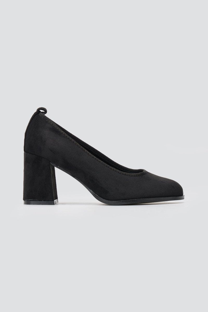 Suede Pumps Block Heel - Black Suede - thefashionproject.gr - Stephan
