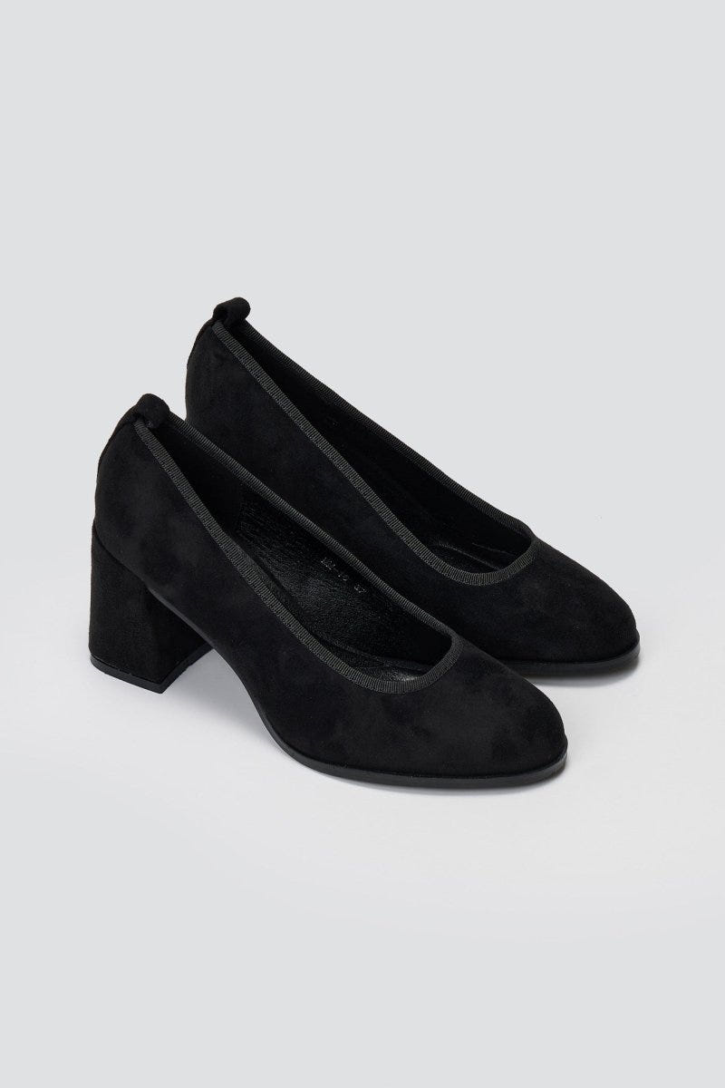 Suede Pumps Block Heel - Black Suede - thefashionproject.gr - Stephan