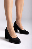 Suede Pumps Block Heel - Black Suede - thefashionproject.gr - Stephan