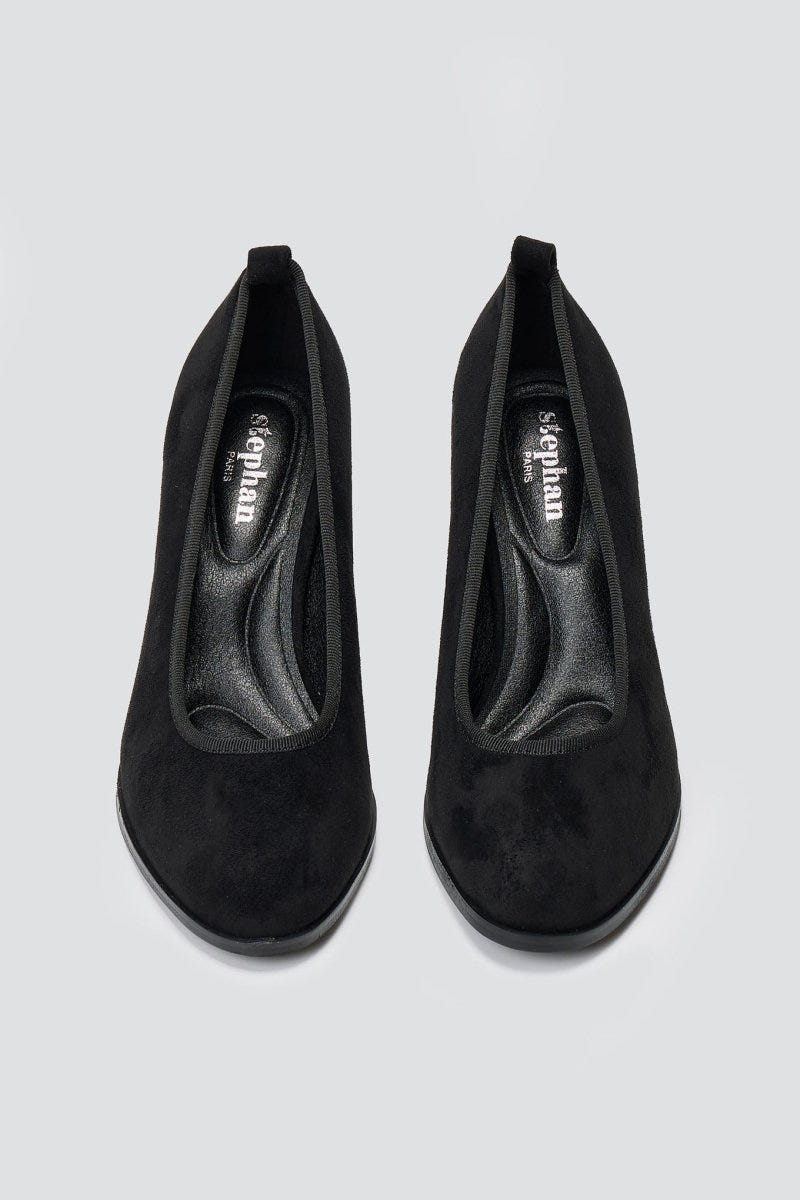 Suede Pumps Block Heel - Black Suede - thefashionproject.gr - Stephan