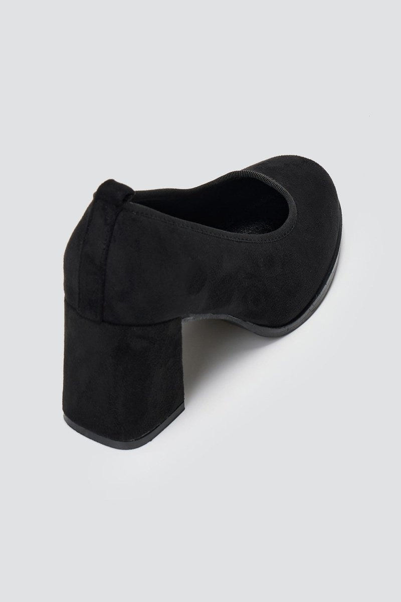 Suede Pumps Block Heel - Black Suede - thefashionproject.gr - Stephan