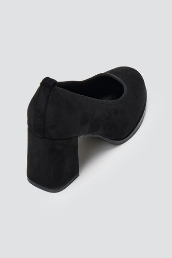 Suede Pumps Block Heel - Black Suede - thefashionproject.gr - Stephan