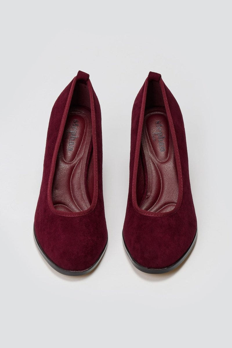Suede Pumps Block Heel - Burgundy Suede - thefashionproject.gr - Stephan