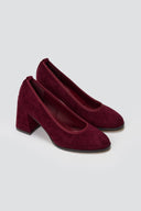 Suede Pumps Block Heel - Burgundy Suede - thefashionproject.gr - Stephan