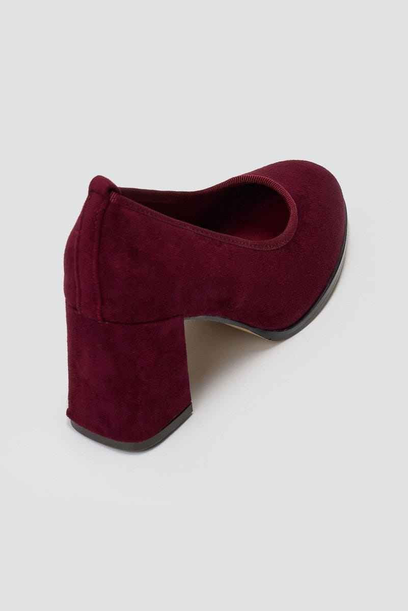 Suede Pumps Block Heel - Burgundy Suede - thefashionproject.gr - Stephan