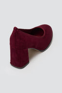 Suede Pumps Block Heel - Burgundy Suede - thefashionproject.gr - Stephan