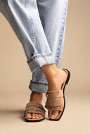 TFP - Suede Sandals Fringe Detail - Sand Suede