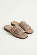 TFP - Suede Sandals Fringe Detail - Taupe Suede