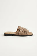 TFP - Suede Sandals Fringe Detail - Taupe Suede