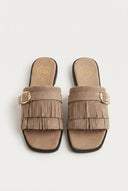 TFP - Suede Sandals Fringe Detail - Taupe Suede