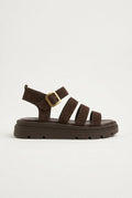 TFP - Suede Sandals with Bands - Dark Brown Suede