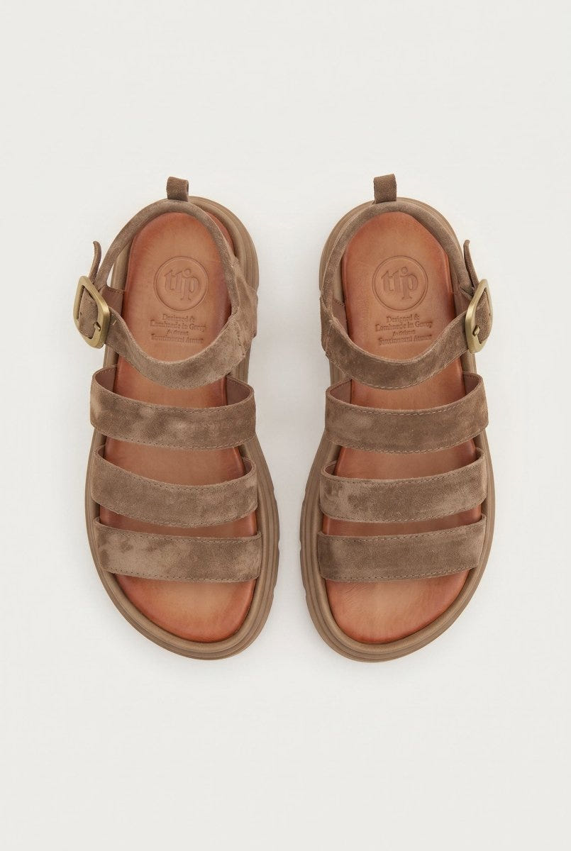 TFP - Suede Sandals with Bands - Taupe Suede
