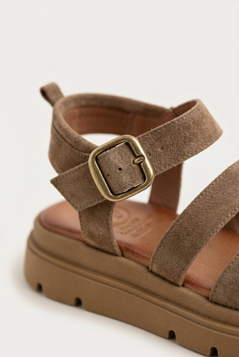 TFP - Suede Sandals with Bands - Taupe Suede