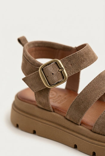 TFP - Suede Sandals with Bands - Taupe Suede