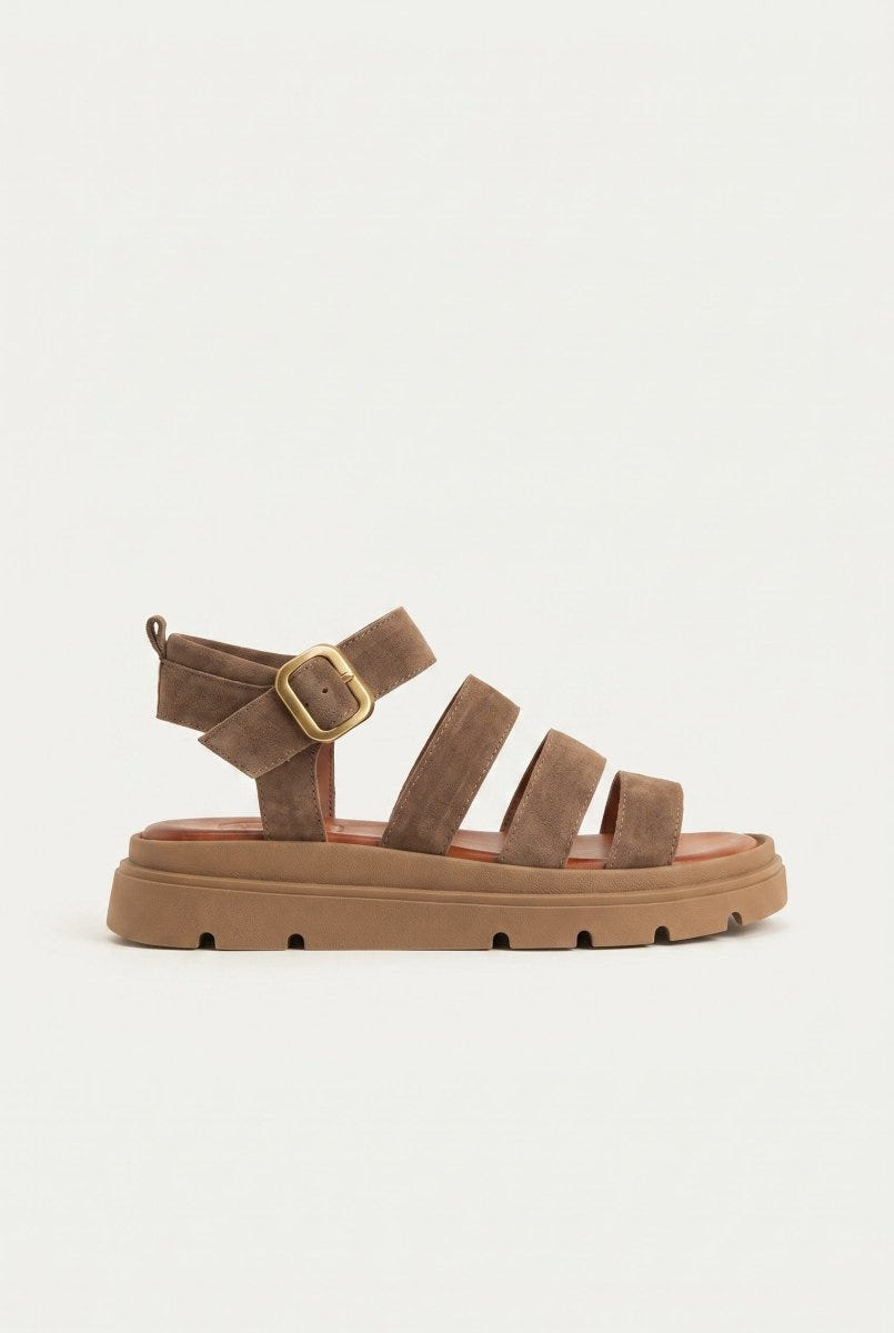TFP - Suede Sandals with Bands - Taupe Suede